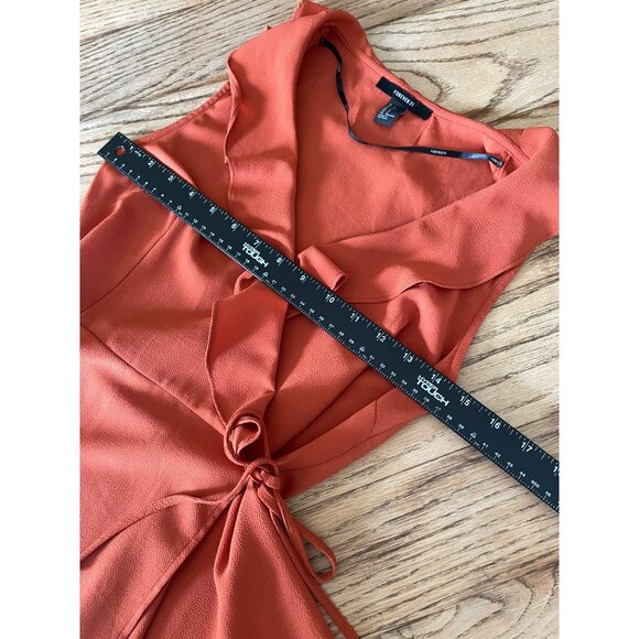 Forever 21 Wrap Blouse Womens S Orange Rust Color with Ruffle - Picture 4 of 6